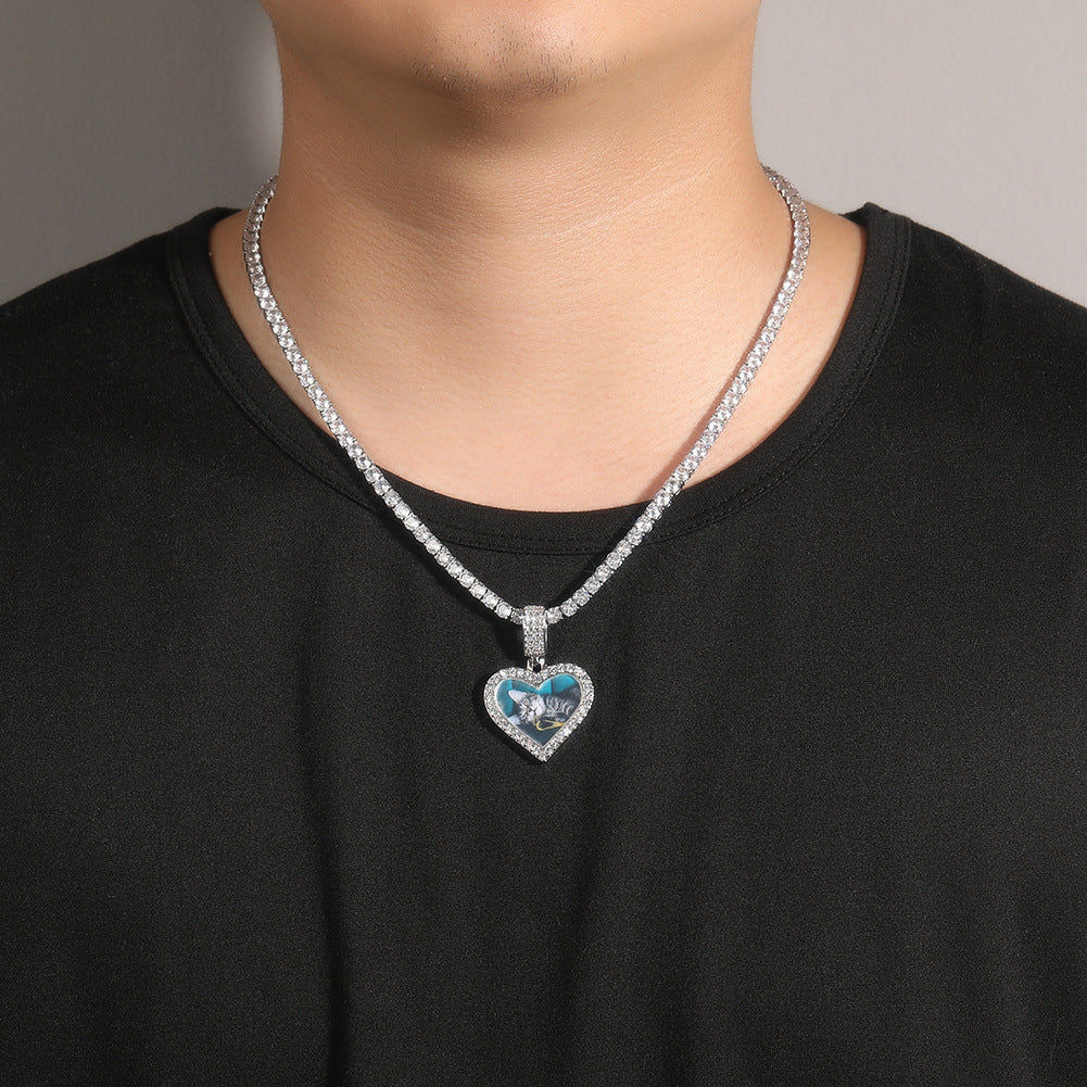Customized photo heart shape pendant couple necklace - MERGE.DAY.1.FREESTYLE