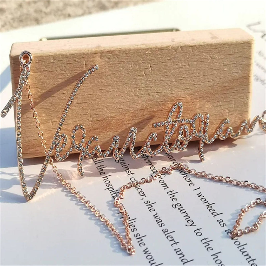Handwritten signature personalized nameplate necklace - MERGE.DAY.1.FREESTYLE
