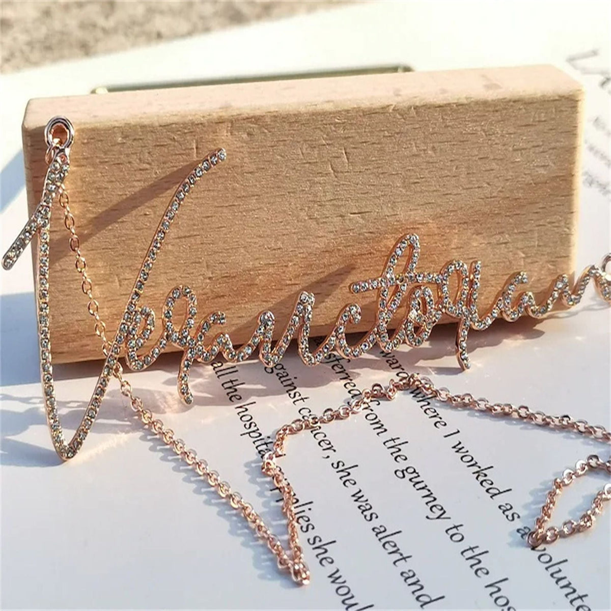 Handwritten signature personalized nameplate necklace - MERGE.DAY.1.FREESTYLE