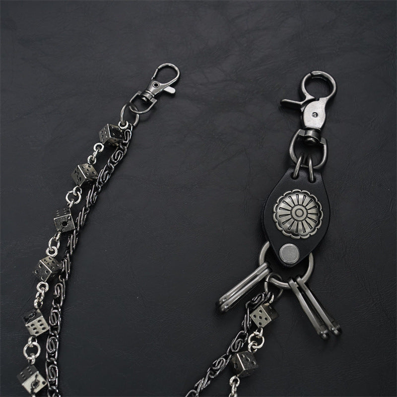 Carved leather dice vintage double-layer trouser chain waist chain - MERGE.DAY.1.FREESTYLE
