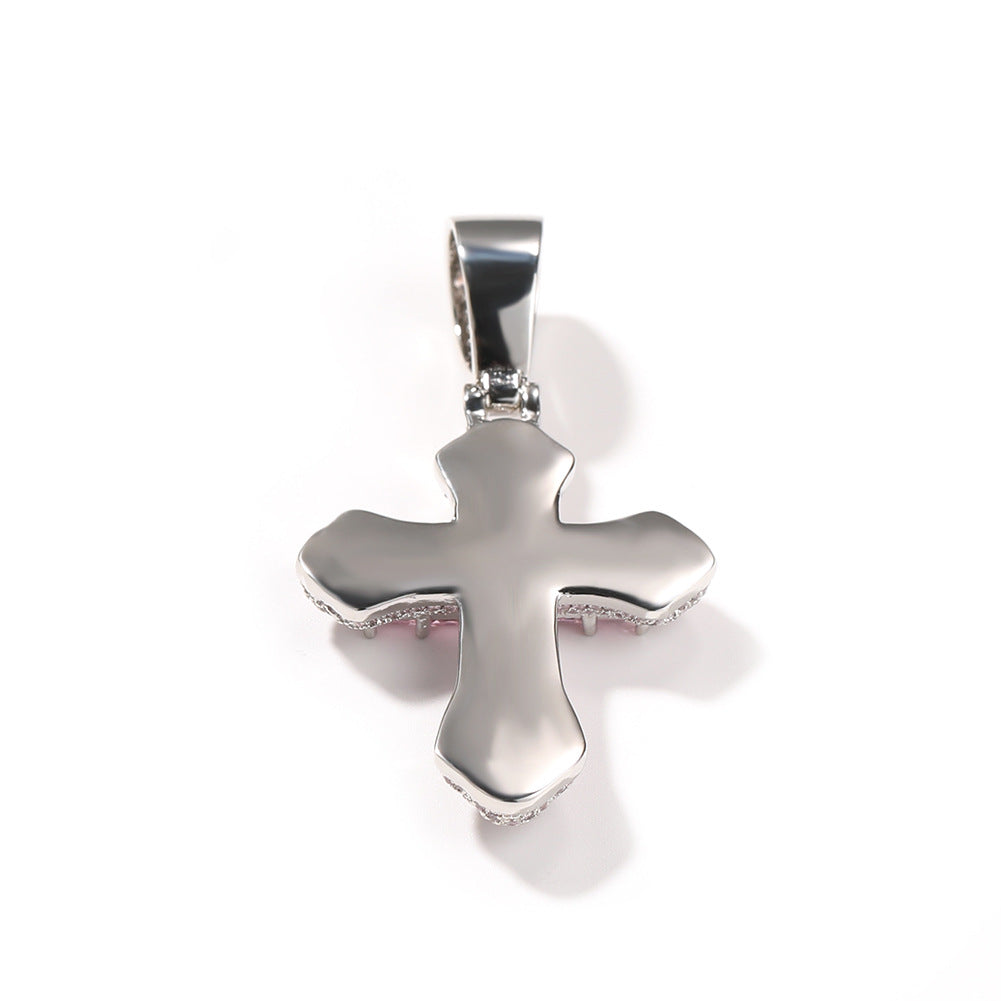 Hip-hop copper-inlaid purple zircon cross necklace - MERGE.DAY.1.FREESTYLE