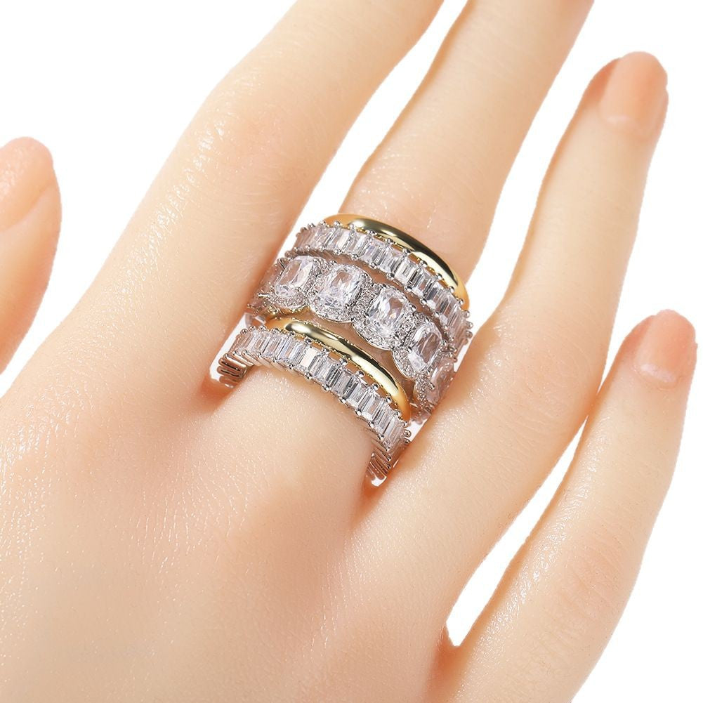 Cool and handsome men's hip-hop diamond-encrusted five-piece ring set - MERGE.DAY.1.FREESTYLE
