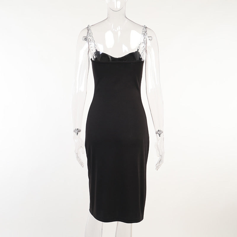 Women's Dresses Chain Strapless Sleeveless Solid Basic Split Knee-Length Bodycon 2022 - MERGE.DAY.1.FREESTYLE