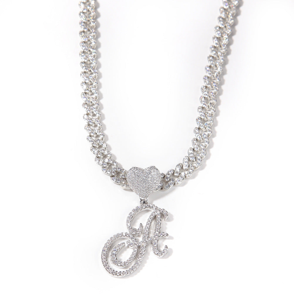 Zircon love button head floral letter pendant diamond hip hop pendant - MERGE.DAY.1.FREESTYLE