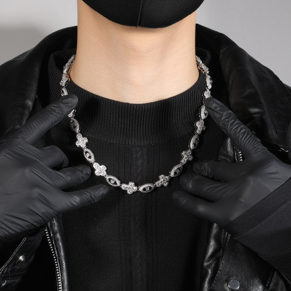 mens gold chain Diamond eye cross necklace - MERGE.DAY.1.FREESTYLE
