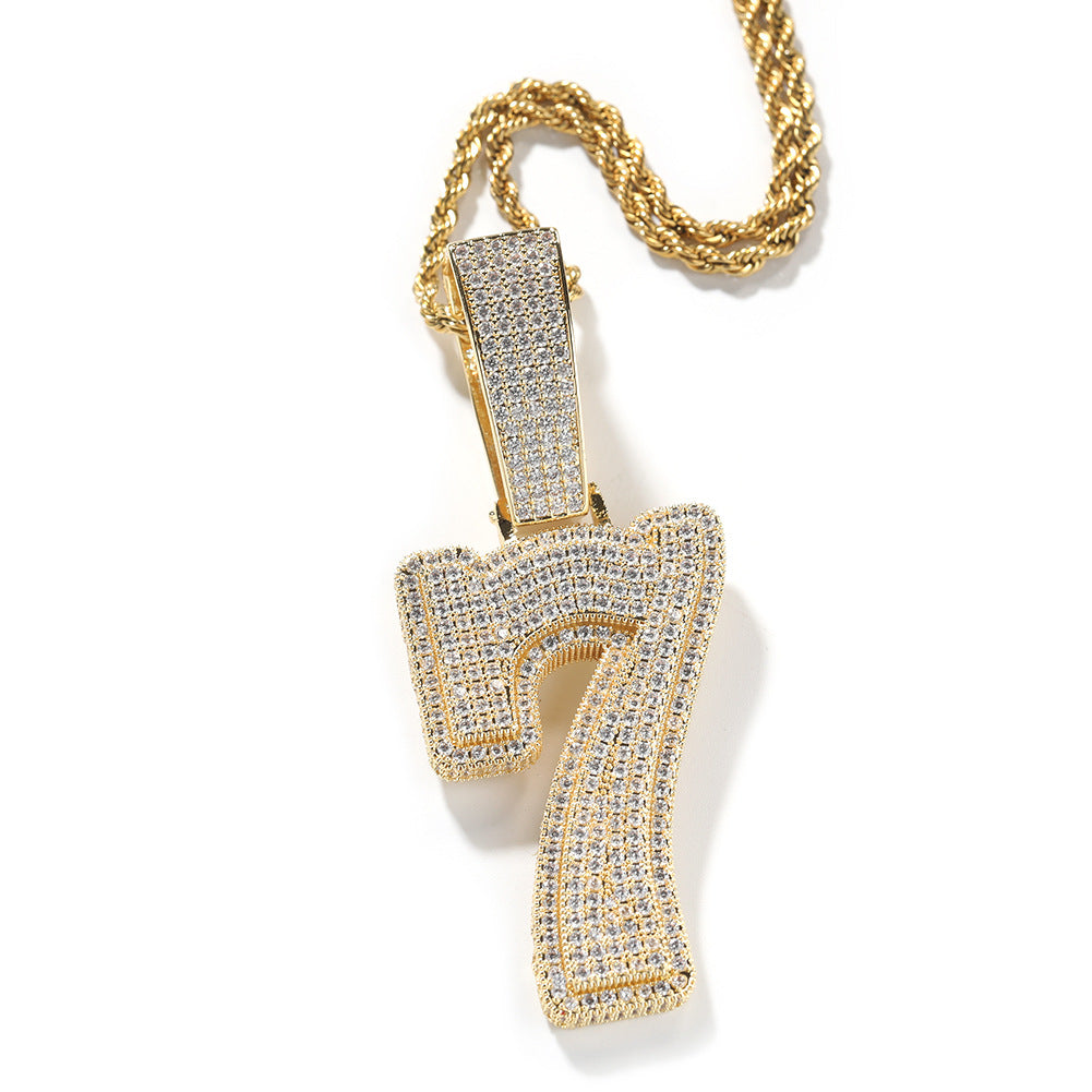 Hip-hop diamond-encrusted number pendant - MERGE.DAY.1.FREESTYLE