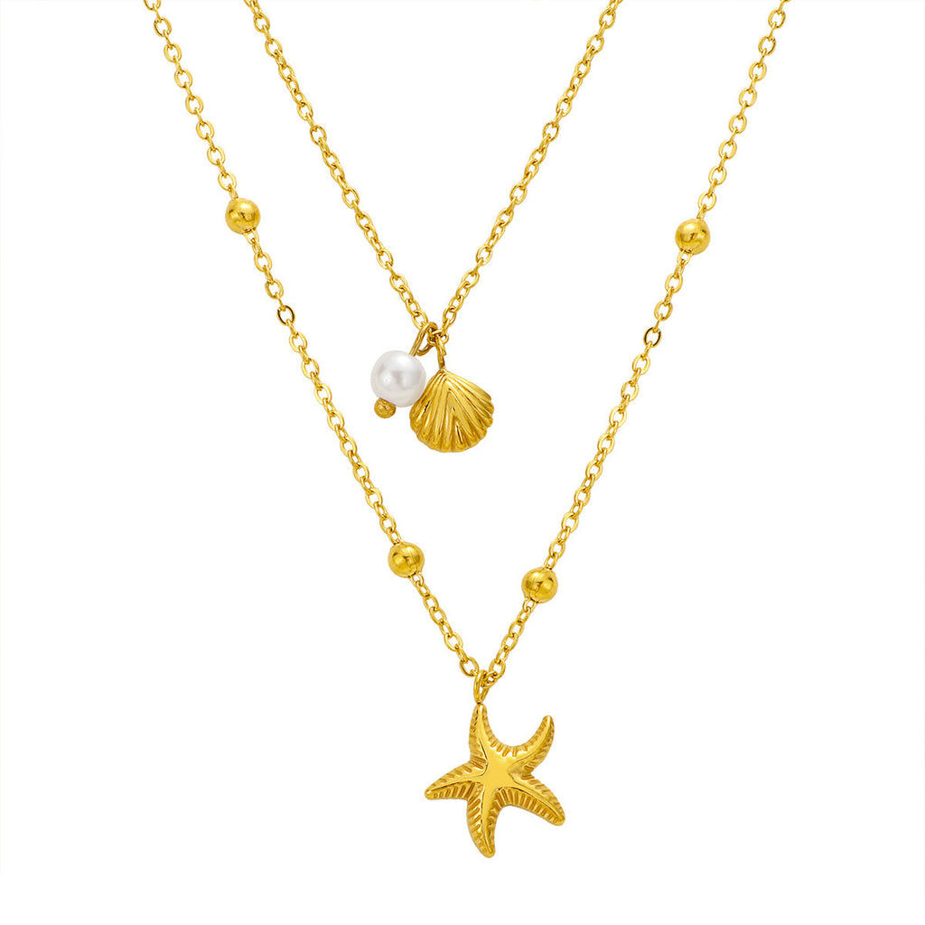 starfish necklace pearl double-layered necklace - MERGE.DAY.1.FREESTYLE