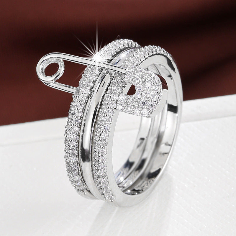 Micro-inlaid zircon pin ring - MERGE.DAY.1.FREESTYLE