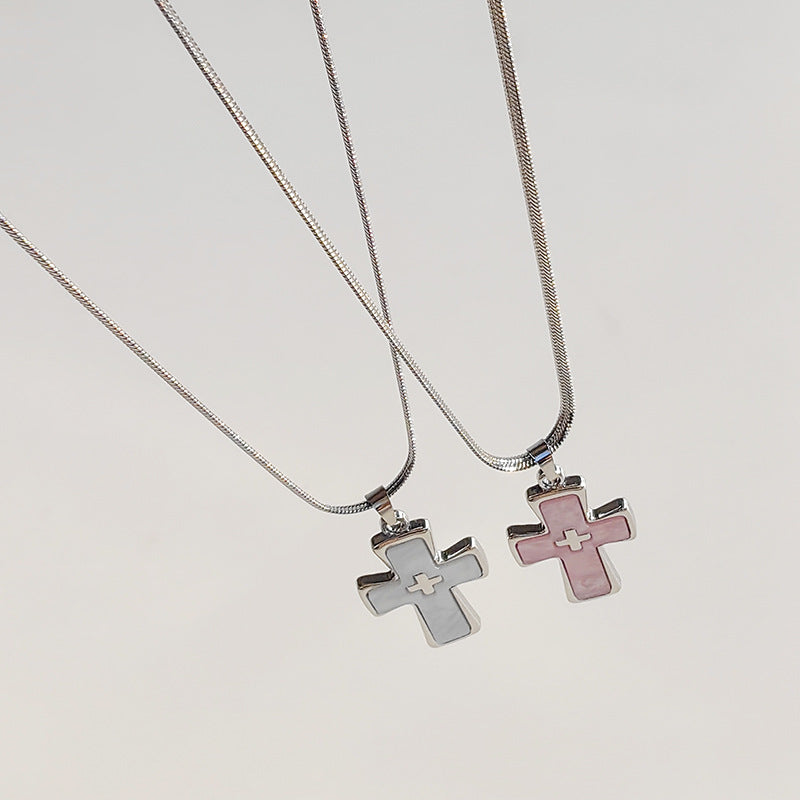 High-grade blade chain double cross pendant necklace - MERGE.DAY.1.FREESTYLE
