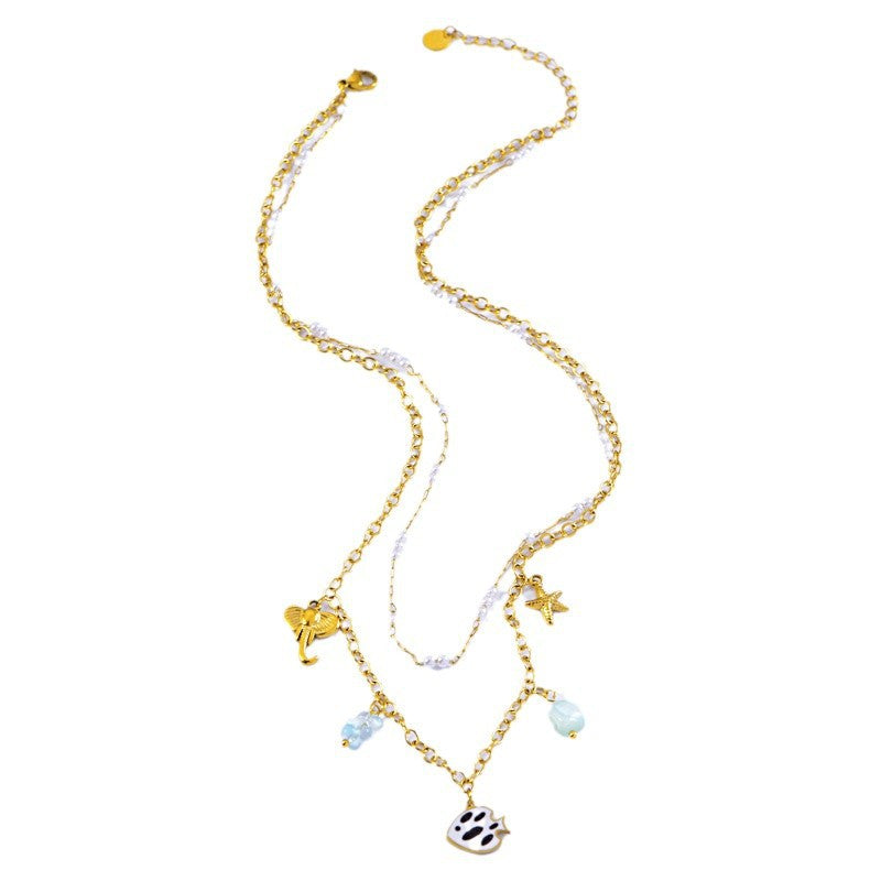 starfish necklace, ocean series millet pearl necklace - MERGE.DAY.1.FREESTYLE