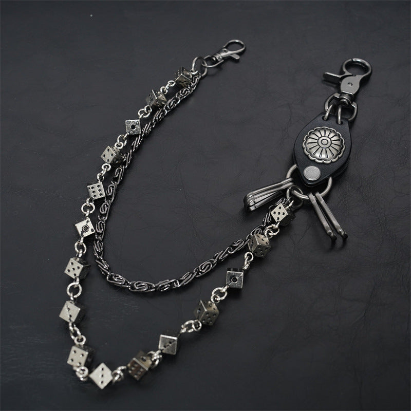 Carved leather dice vintage double-layer trouser chain waist chain - MERGE.DAY.1.FREESTYLE