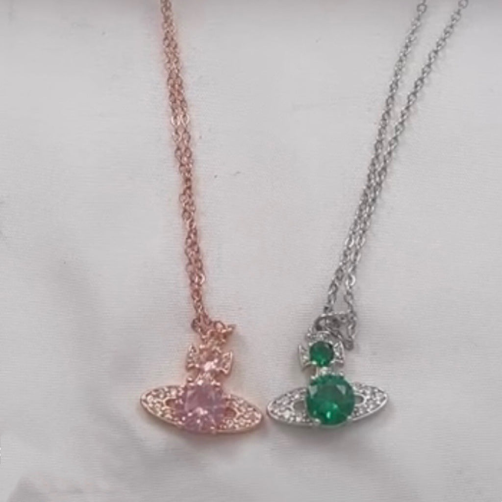 Saturn full diamond necklace clavicle chain - MERGE.DAY.1.FREESTYLE