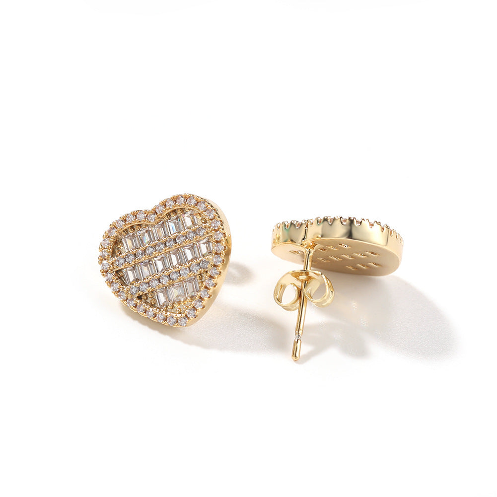 Hip-hop inlaid zircon heart-shaped earrings - MERGE.DAY.1.FREESTYLE