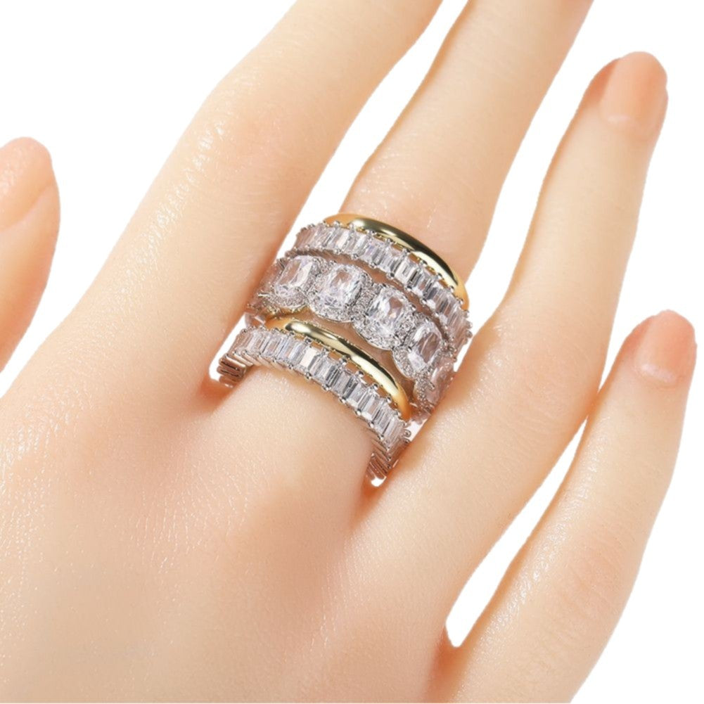Cool and handsome men's hip-hop diamond-encrusted five-piece ring set - MERGE.DAY.1.FREESTYLE