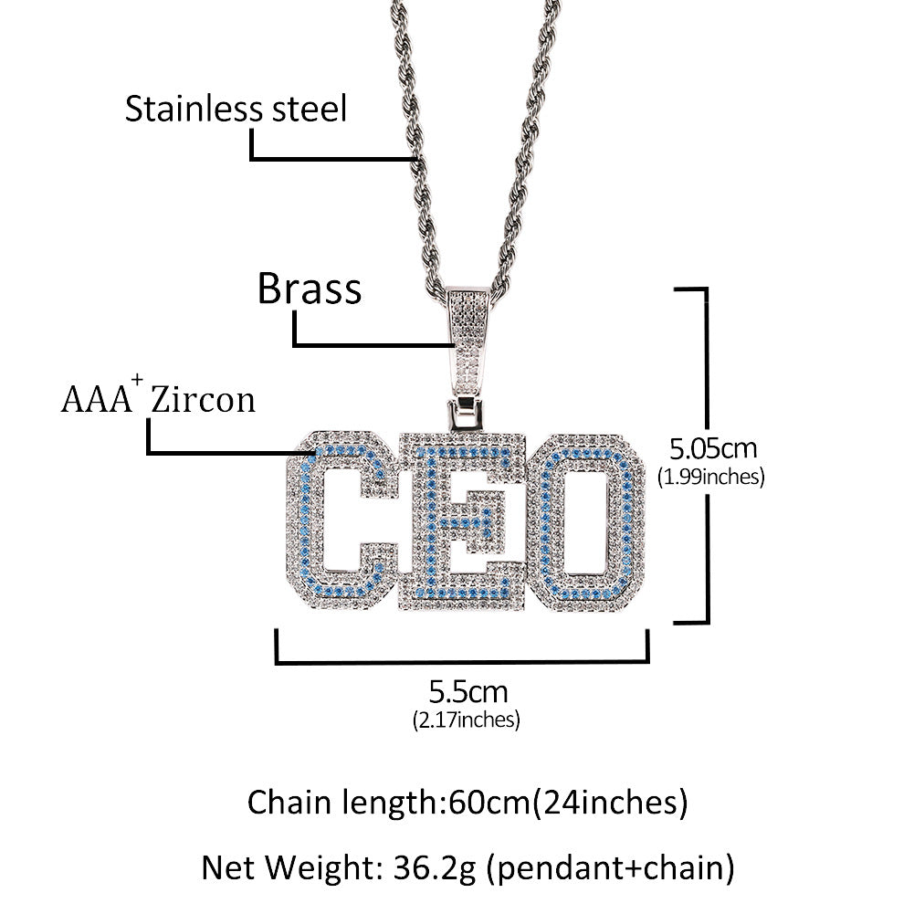 Alphabet Necklace Diamond Quartz Panel Hip Hop Necklace - MERGE.DAY.1.FREESTYLE