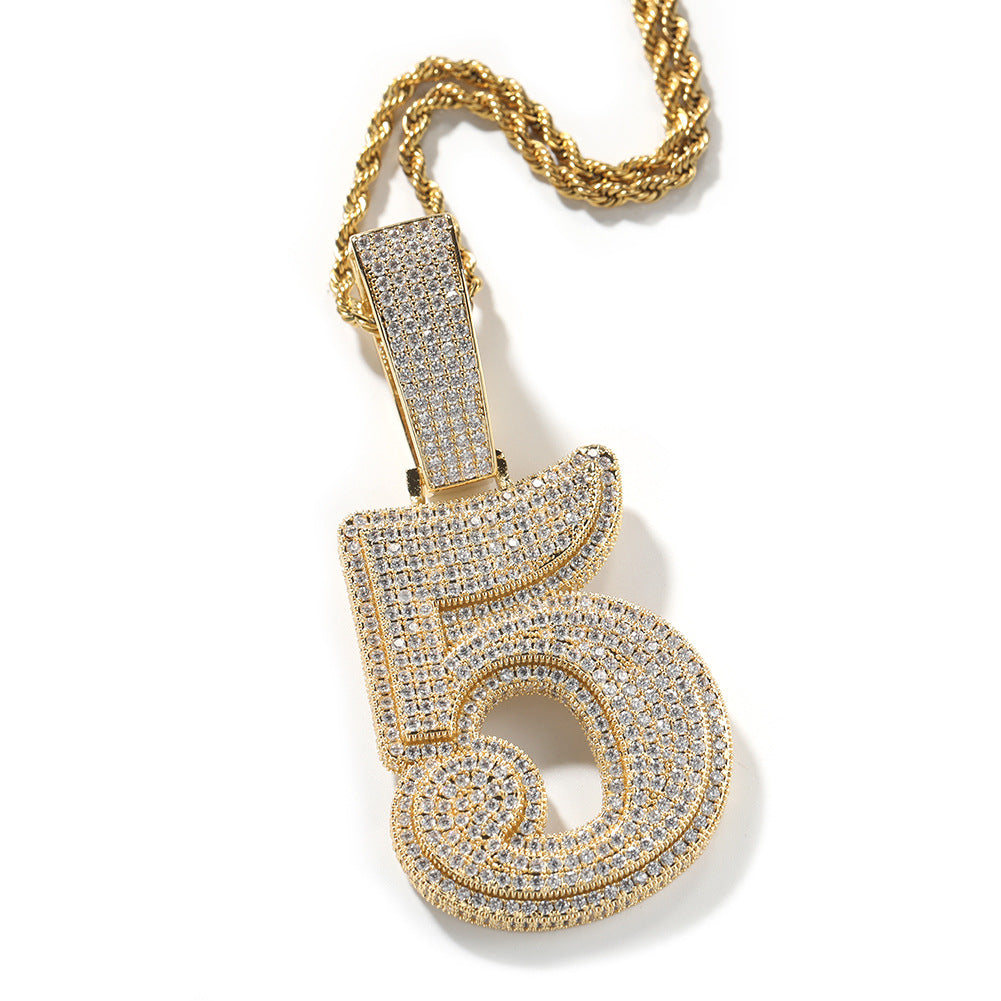 Hip-hop diamond-encrusted number pendant - MERGE.DAY.1.FREESTYLE