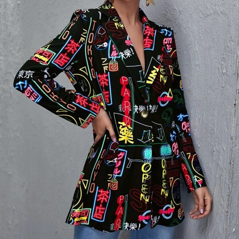 Printed slim fit mid-length jacket - MERGE.DAY.1.FREESTYLE