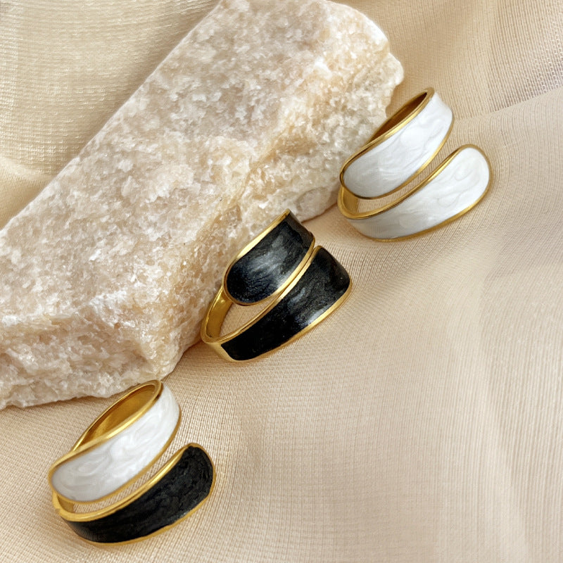 18k gold drop retro open ring - MERGE.DAY.1.FREESTYLE
