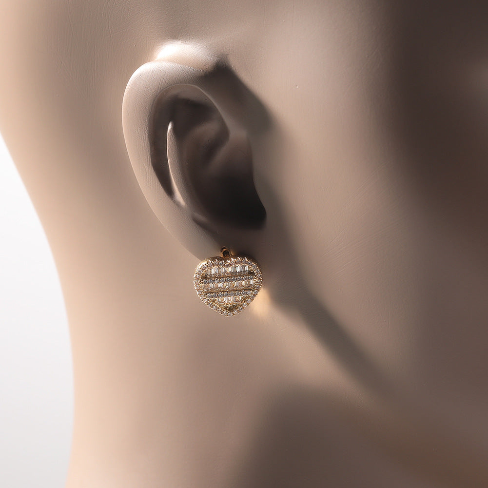 Hip-hop inlaid zircon heart-shaped earrings - MERGE.DAY.1.FREESTYLE