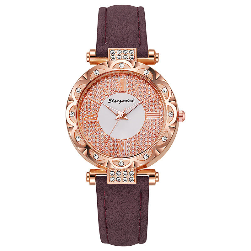 Korean-style quartz watch with a simple leather strap. - MERGE.DAY.1.FREESTYLE