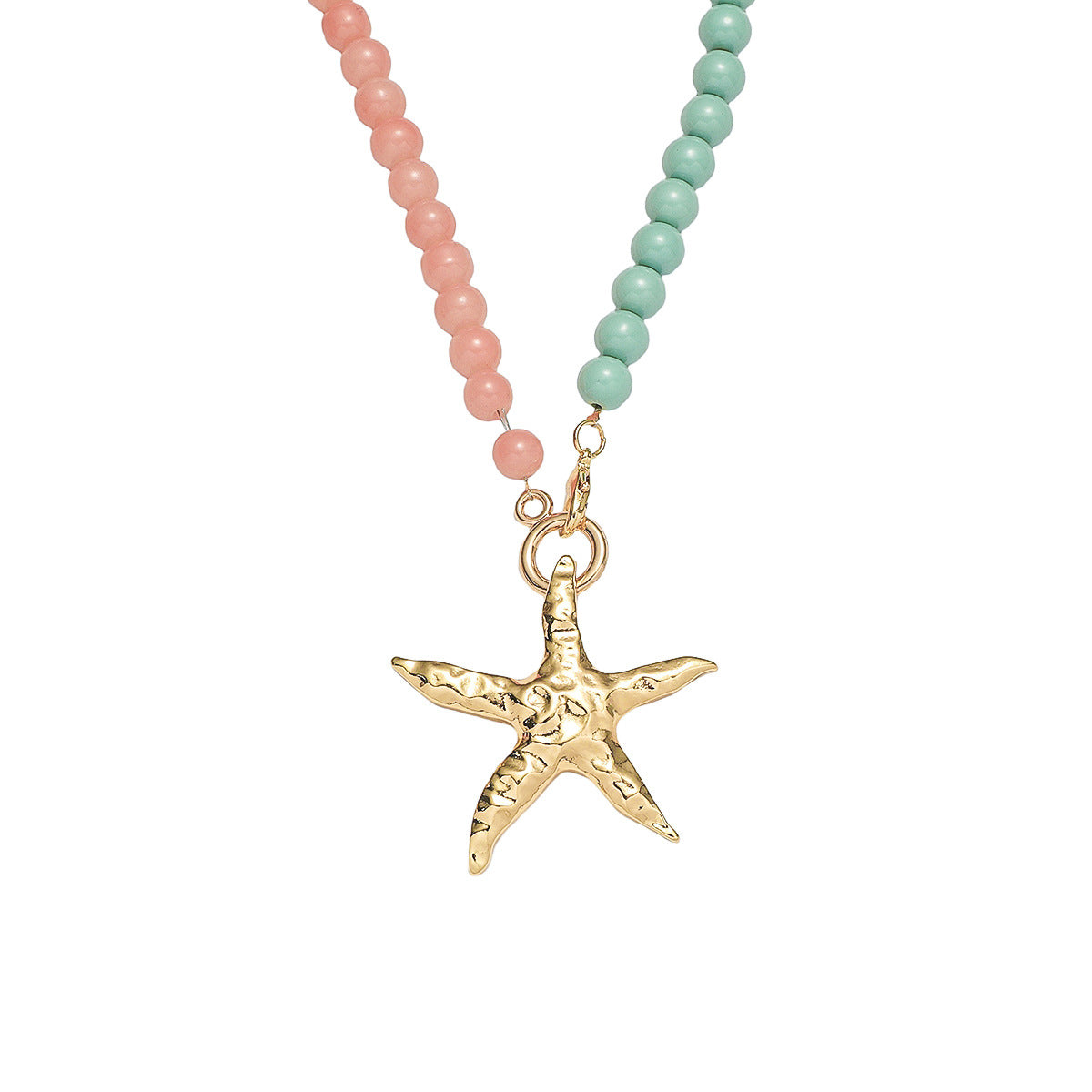starfish necklace glass beaded red green necklace - MERGE.DAY.1.FREESTYLE