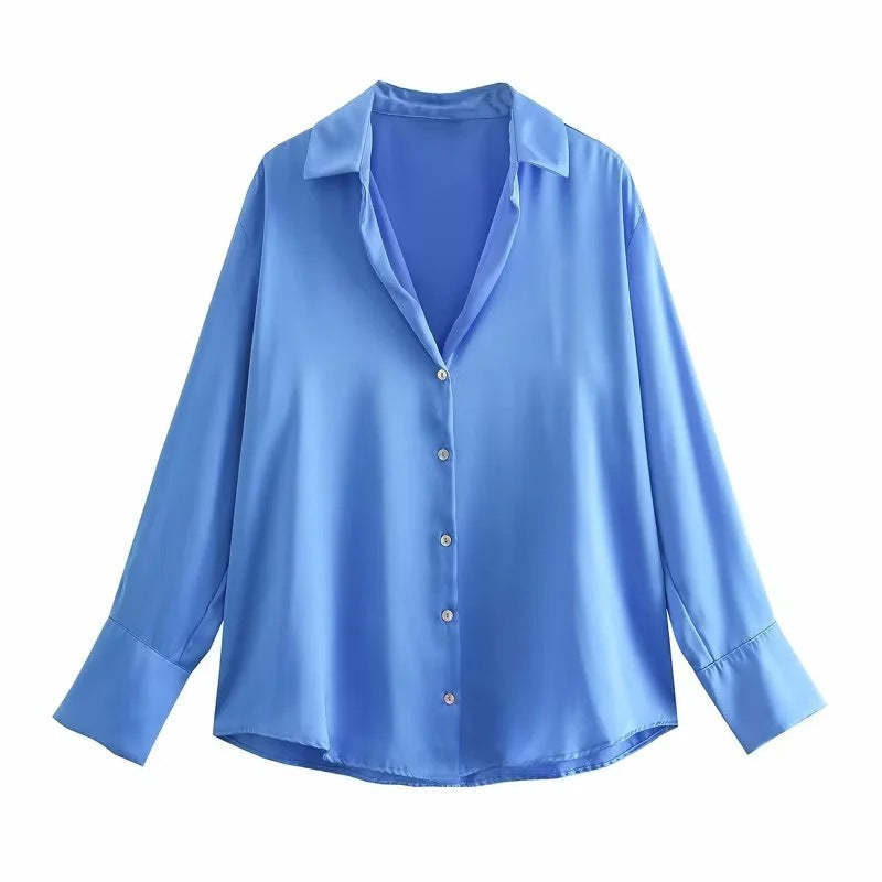 Striped satin long-sleeved shirt - MERGE.DAY.1.FREESTYLE