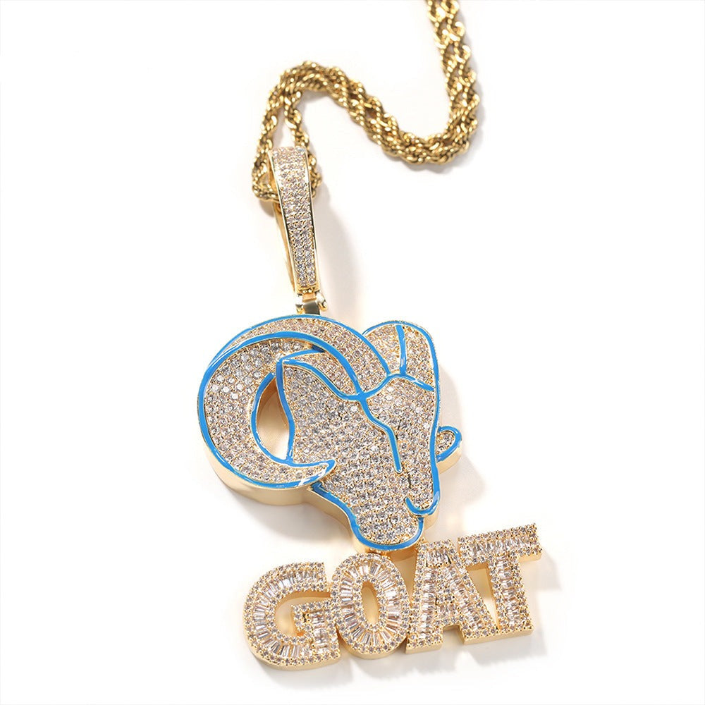 Goat Animal Diamond Pendant Men's Hip Hop Necklace - MERGE.DAY.1.FREESTYLE