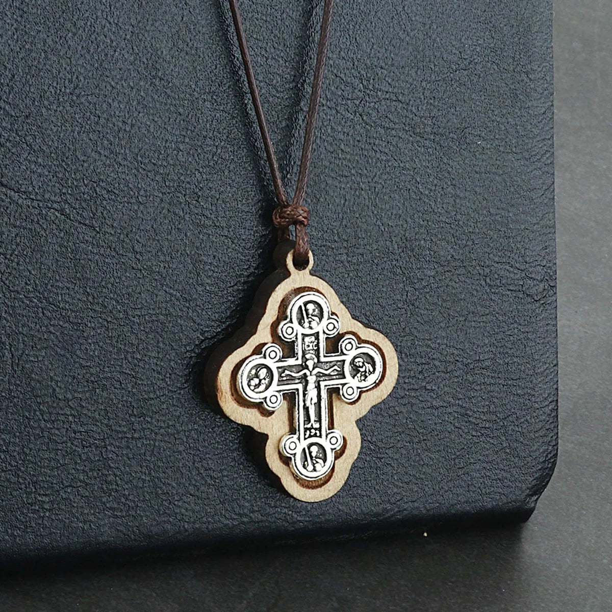 ICXC Wooden Saint Cross Pendant Necklaces - MERGE.DAY.1.FREESTYLE