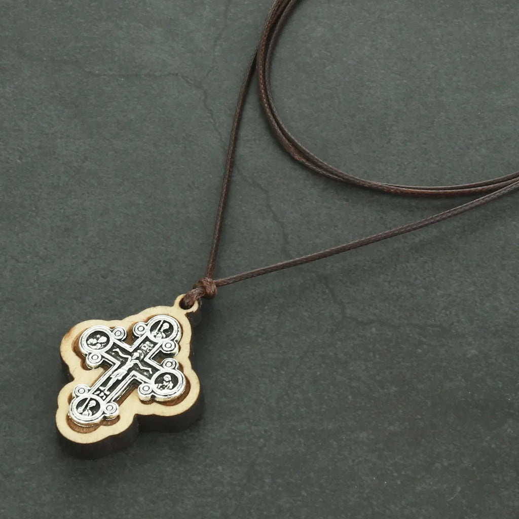 ICXC Wooden Saint Cross Pendant Necklaces - MERGE.DAY.1.FREESTYLE