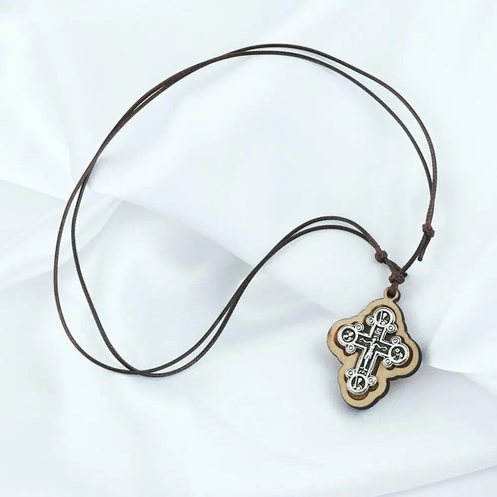 ICXC Wooden Saint Cross Pendant Necklaces - MERGE.DAY.1.FREESTYLE