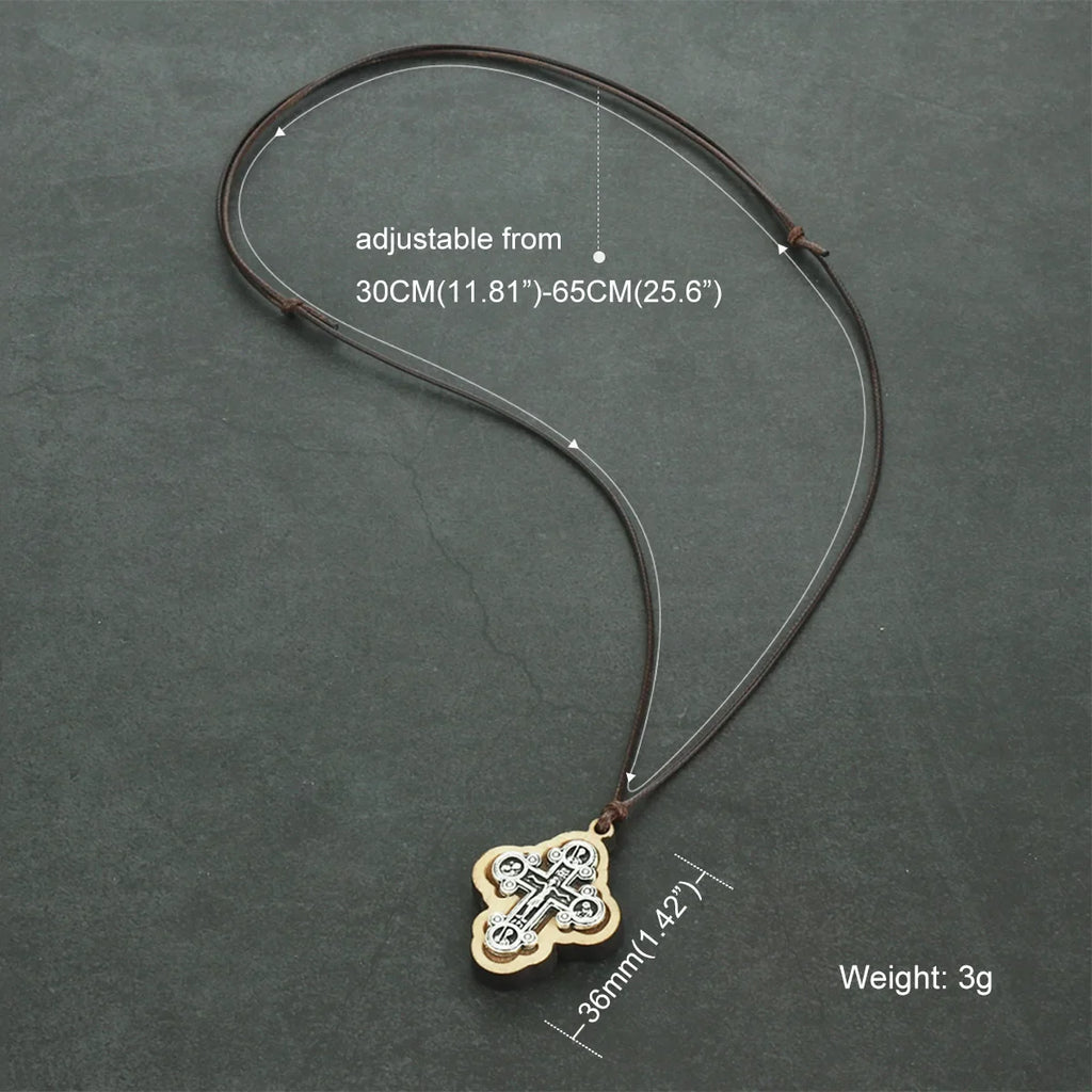 ICXC Wooden Saint Cross Pendant Necklaces - MERGE.DAY.1.FREESTYLE