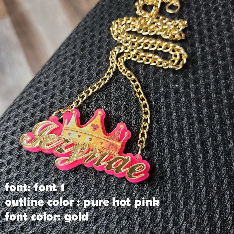 Personalised Kids Pendants acrylic Any Cartoon Character Nameplate Necklaces - MERGE.DAY.1.FREESTYLE