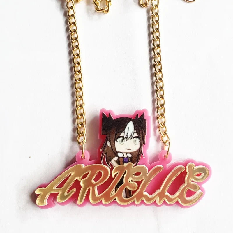Personalised Kids Pendants acrylic Any Cartoon Character Nameplate Necklaces - MERGE.DAY.1.FREESTYLE