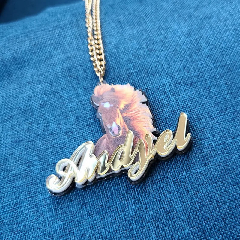 Personalised Kids Pendants acrylic Any Cartoon Character Nameplate Necklaces - MERGE.DAY.1.FREESTYLE