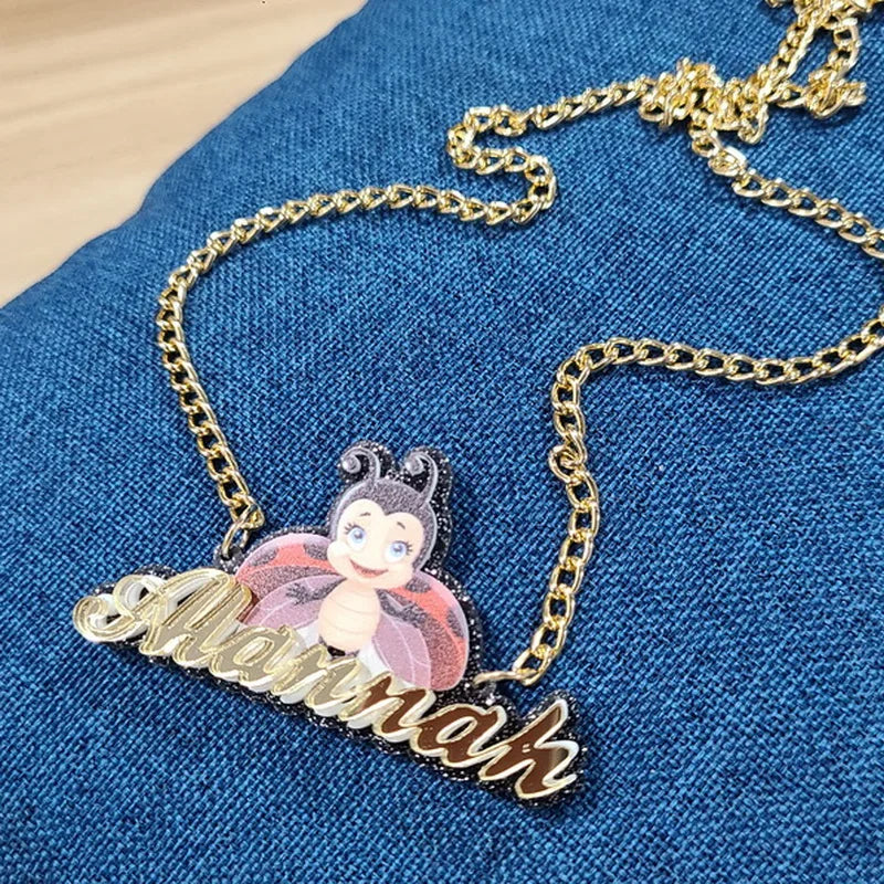 Personalised Kids Pendants acrylic Any Cartoon Character Nameplate Necklaces - MERGE.DAY.1.FREESTYLE