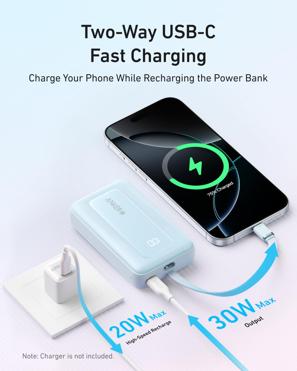 Anker Zolo Power Bank (10K, 30W) with a 5.4-inch (13.7 cm) built-in USB-C cable. - MERGE.DAY.1.FREESTYLE