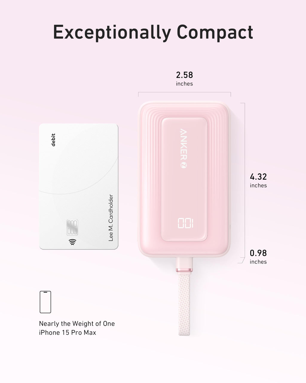 Anker Zolo Power Bank (10K, 30W) with a 5.4-inch (13.7 cm) built-in USB-C cable. - MERGE.DAY.1.FREESTYLE