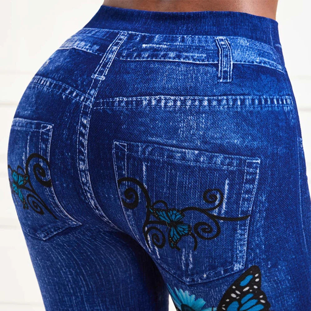 Plus Size Oversized Women High Waist Stretchy Legging Denim Look Skinny Jeggings - MERGE.DAY.1.FREESTYLE