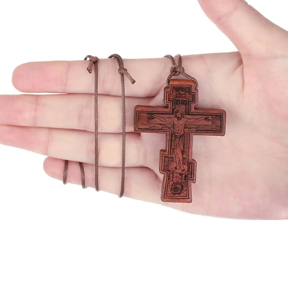 INRI red and black wood cross necklace rope chain religious - MERGE.DAY.1.FREESTYLE