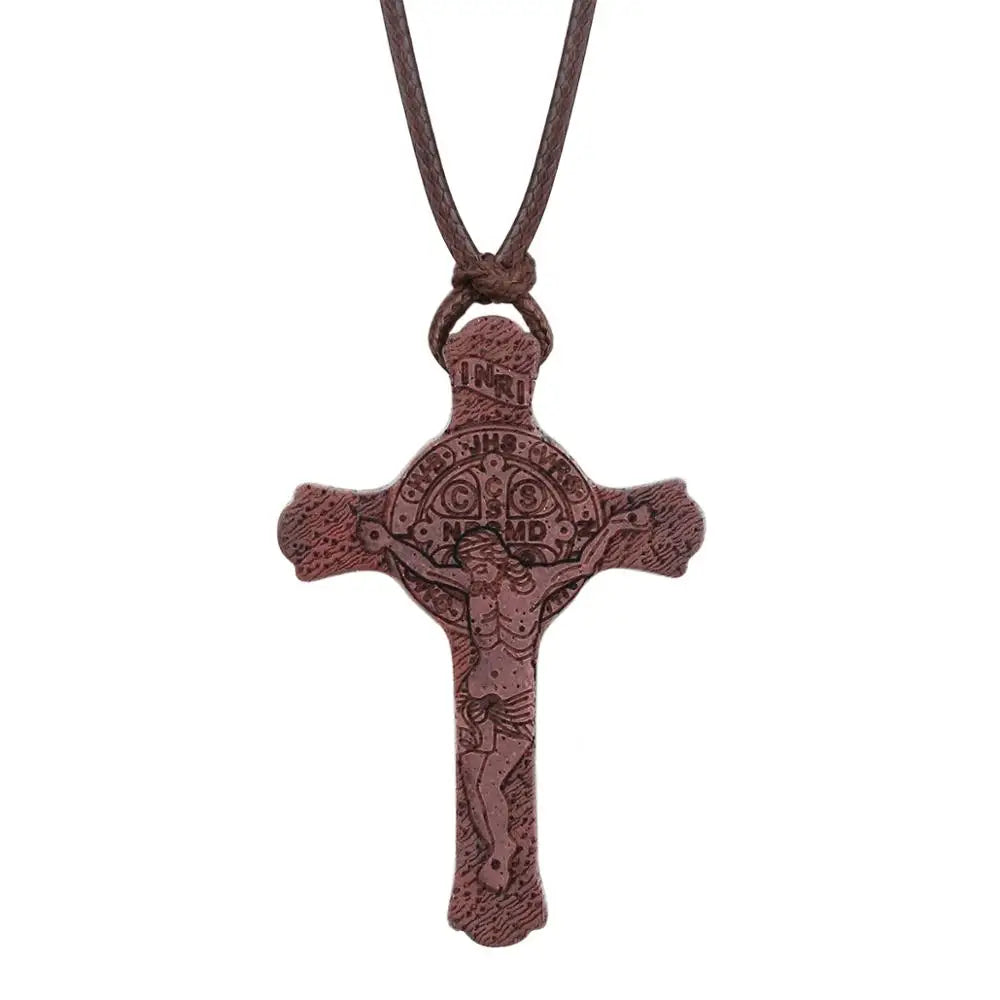 INRI red and black wood cross necklace rope chain religious - MERGE.DAY.1.FREESTYLE