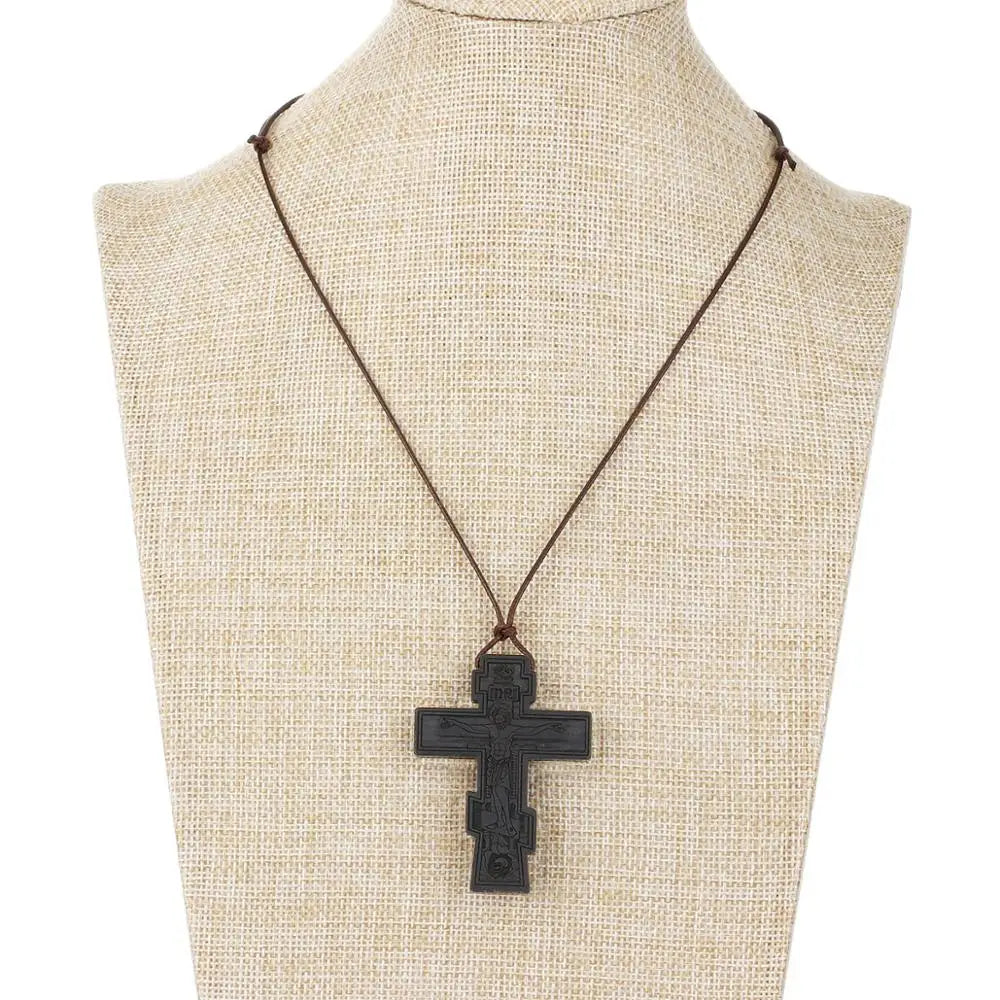 INRI red and black wood cross necklace rope chain religious - MERGE.DAY.1.FREESTYLE