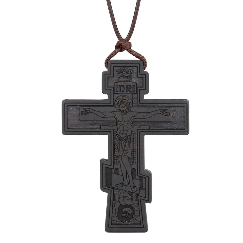 INRI red and black wood cross necklace rope chain religious - MERGE.DAY.1.FREESTYLE