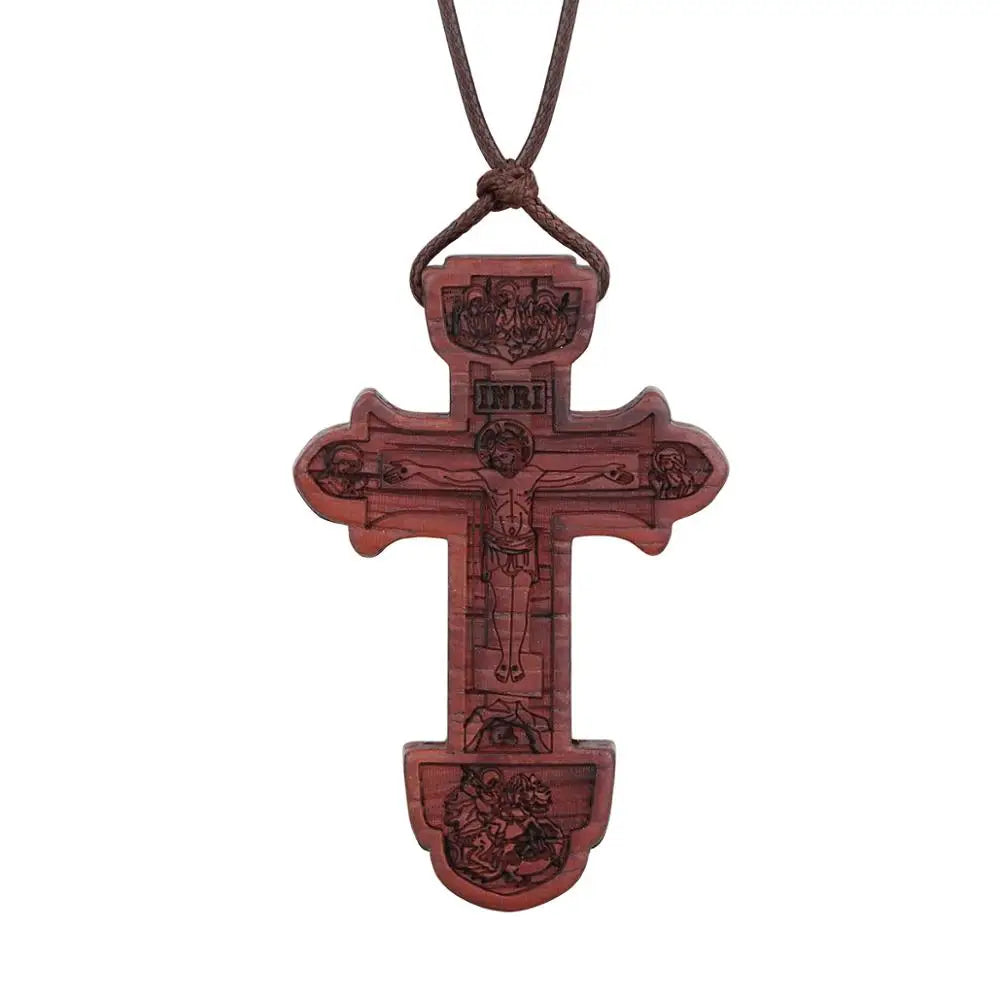 INRI red and black wood cross necklace rope chain religious - MERGE.DAY.1.FREESTYLE