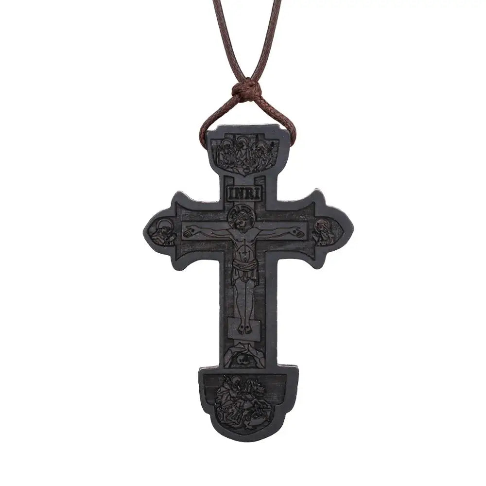 INRI red and black wood cross necklace rope chain religious - MERGE.DAY.1.FREESTYLE