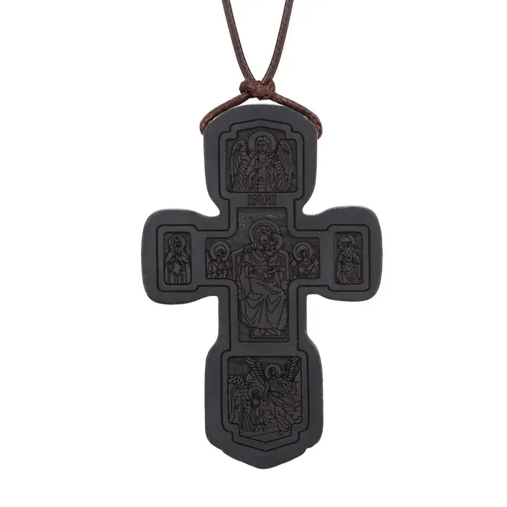 INRI red and black wood cross necklace rope chain religious - MERGE.DAY.1.FREESTYLE