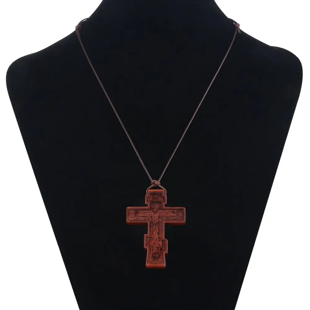 INRI red and black wood cross necklace rope chain religious - MERGE.DAY.1.FREESTYLE