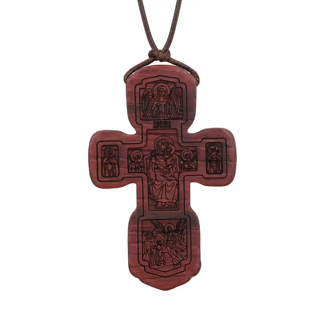 INRI red and black wood cross necklace rope chain religious - MERGE.DAY.1.FREESTYLE