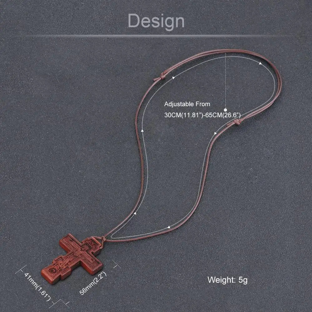 INRI red and black wood cross necklace rope chain religious - MERGE.DAY.1.FREESTYLE