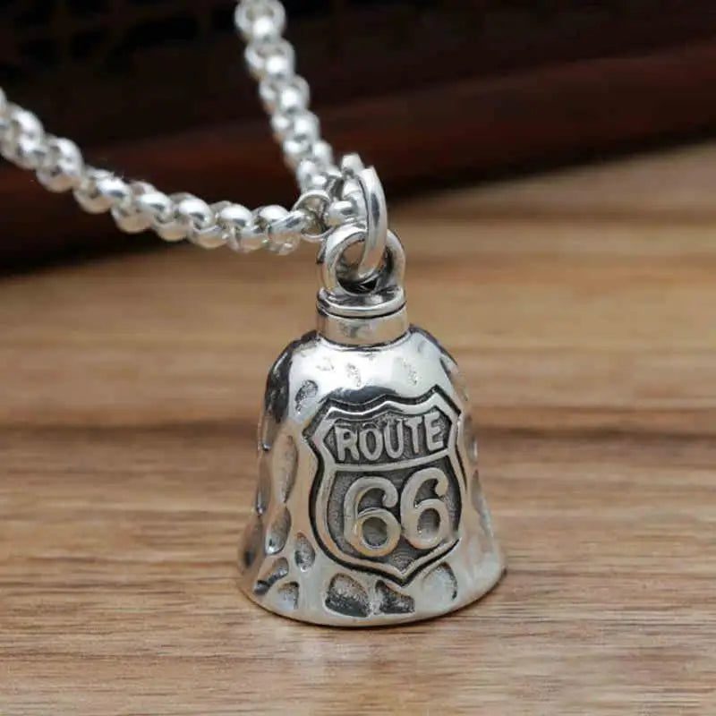 Red Cross Silver-Plated Wings Motorcycle Bell Pendant Necklace - MERGE.DAY.1.FREESTYLE