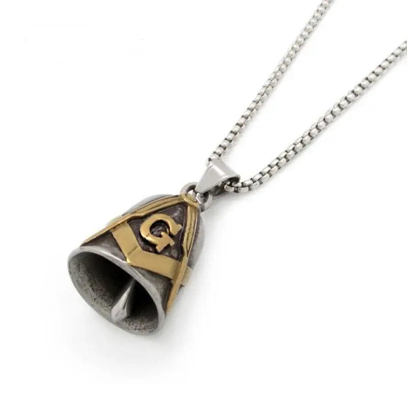 Red Cross Silver-Plated Wings Motorcycle Bell Pendant Necklace - MERGE.DAY.1.FREESTYLE